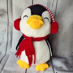 Plush penguin with scarf and earmuffs stuffed animal
